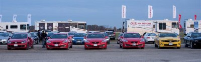 Contenders in the Best Sports/Performance Car under $50,000 category aligned before the start of comparative testing.
